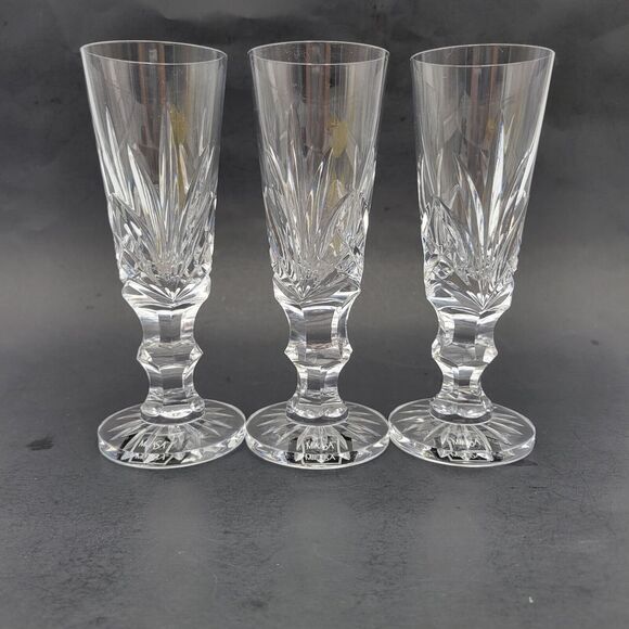Set Of 3 Vtg Mikasa Crystal EMPEROR Water/Wine Goblet Stems Discontinued Rare main image 8